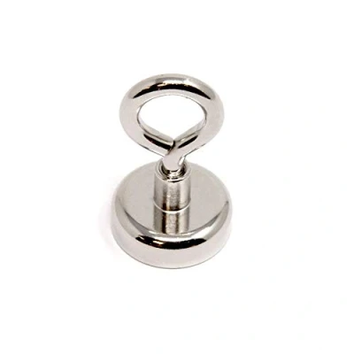 Image of Neodymium Machine Lathed Clamping Magnet with M5 Eyebolt for Holding, Hanging and Displaying Items 25mm dia 24.9kg Pull Pack of 4