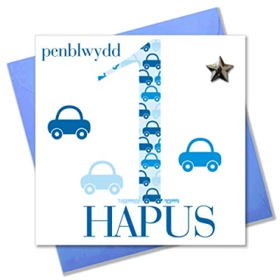Image of Claire Giles Ages Welsh Penblwydd Hapus Age 1 Boy Birthday Card