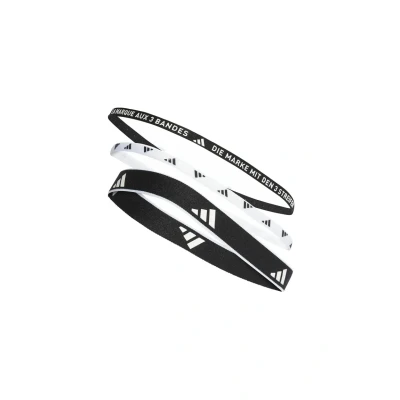 Image of adidas Unisex Multiple Width Training Headbands 3 Per Pack, Black/White, M