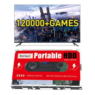 Image of Kinhank 2TB External Hard Drive,Retro Game Console with 120000+Games,Retro HDD,Batocera 33 Emulator for Laptop/PC/Windows/Mac OS,Compatible Most Emulators,USB 3.0