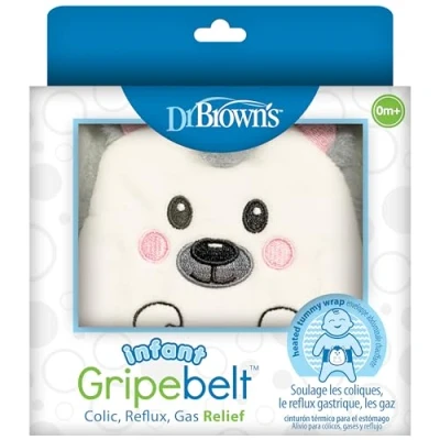Image of Dr. Brown&#039;s Infant Gripebelt for Colic Relief, Heated Tummy Wrap, Baby Swaddling Belt Gas Natural Relief Upset Stomach in Babies and Toddlers, Hedgehog, 0 3m