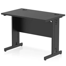 Image of Impulse 1000x600mm Straight Desk Black Top Cable Managed Leg