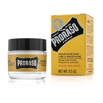 Image of Proraso Moustache Wax, Wood and Spice, 15ml, Soft Wax with Shea Butter Beeswax to Condition Style, Made in Italy