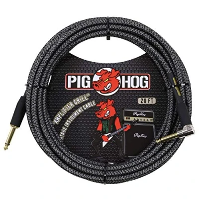 Image of Pig Hog PCH20AGR Right Angle 1/4&quot; to Amplifier Grill Guitar Instrument Cable, 20 Feet