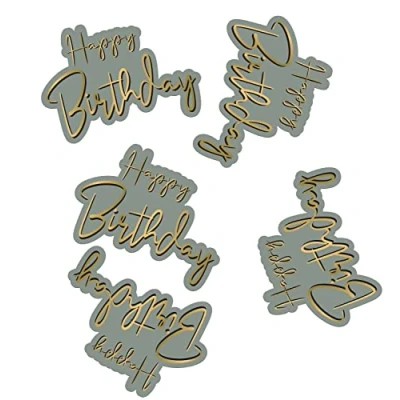 Image of Folat 68491 Table Decoration Dawn 45 Pieces Birthday Gold Happy Confetti for Party Decorations, Grey, 5 cm