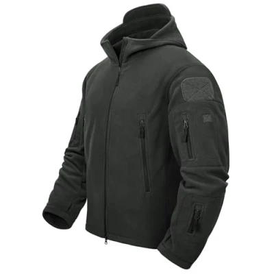 Image of TACVASEN Windproof Men&#039;s Military Fleece Combat Jacket Tactical Hoodies, Grey, S