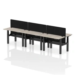 Image of Air B2B 1200x600mm Adjustable 6P Bench Desk CP Grey Oak/Black + Screen