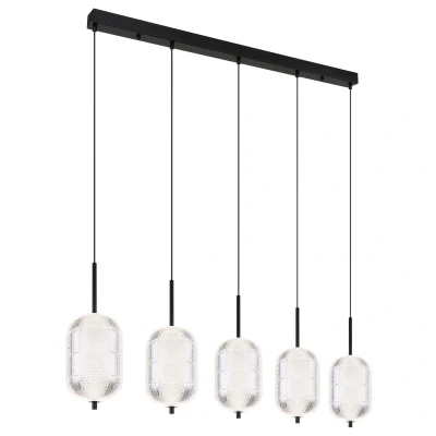 Image of Kurius Bar Pendant Ceiling Light Matt Black 5x LED 3000 4500K