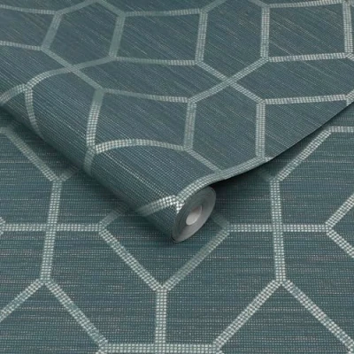 Image of Boutique Asscher Geometric Teal Wallpaper