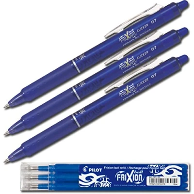 Image of Pilot Frixion Erasable Rollerball Pen Black Blue 3 Stifte + Minen