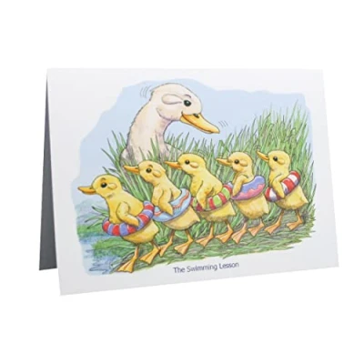 Image of Duck &amp; Ducklings Humour Cartoon A5 Funny Blank Greeting Card by Armand Foster