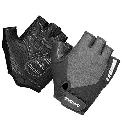 Image of GripGrab Unisex&#039;s Women&#039;s ProGel Padded Fingerless Anti Slip Summer Cycling Gloves Cushioned Shock Absorbing Road Gravel Mountain Bike Short, Grey, Small