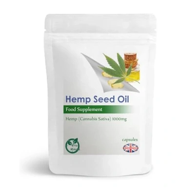 Image of Hemp Seed Oil 1000mg Cold Pressed 100 Capsules Omega 3 &amp; 6 Rich, High GLA, Skin and Heart Support