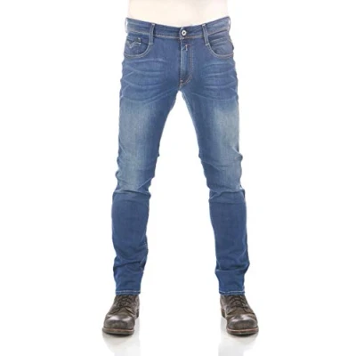 Image of REPLAY Men&#039;s Anbass Powerstretch Denim Jeans, 0072 Dark Blue, 33W / 32L