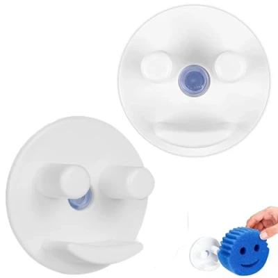 Image of RXKFIGX 2 Pcs Smiley Face Sponge Holder Sink with Suction Cup Installation for Kitchen and Bathroom (Sponges Not Included)