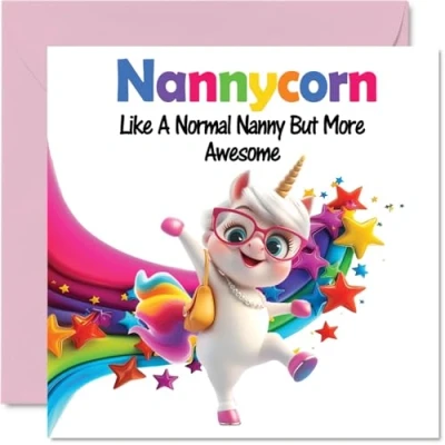 Image of Nanny Mothers Day Card Awesome Nannycorn Happy Birthday for Nan from Grandson Granddaughter, 145mm Unicorn Bday Greeting Cards