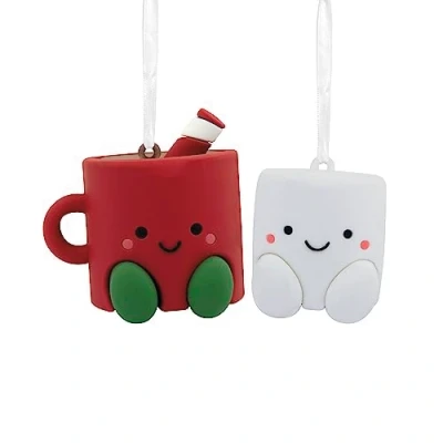 Image of Hallmark Better Together Hot Cocoa and Marshmallow Magnetic Christmas Ornaments, Set of 2 (0001HGO3027)
