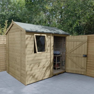 Image of 8&#039; x 6&#039; Forest Timberdale 25yr Guarantee Tongue &amp; Groove Pressure Treated Reverse Apex Shed (2.47m 1.98m)