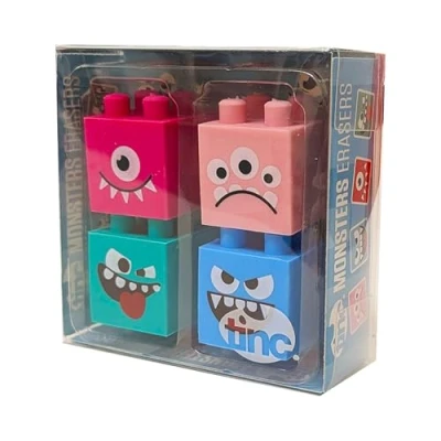 Image of Tinc Monster Erasers Collection Pack for Kids Use at School &amp; Homework (S4MONSER)