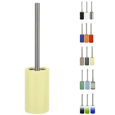 Image of Spirella &quot;Tube Toilet Brush Set with Porcelain Holder and Stainless Steel Handle Yellow