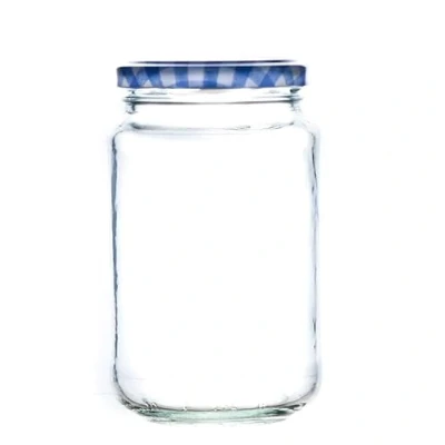 Image of 1lb Jam Jars x 36 Pack, FSA Approved with Blue Gingham Airtight Lids, Wares of Knutsford Ltd.