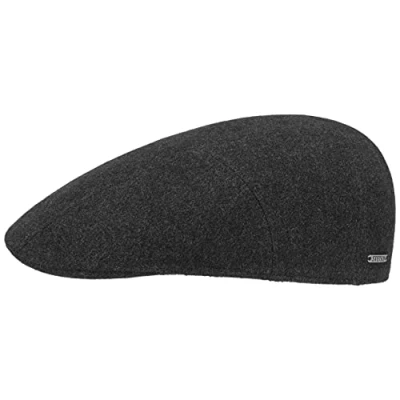 Image of Stetson Reid Wool Flat Cap with Cashmere Men Made in The EU Ivy hat Peak, Lining, Lining Winter Autumn M (56 57 cm) Anthracite