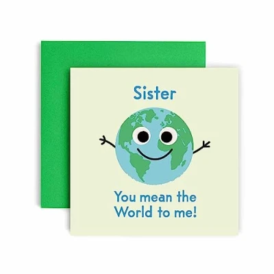 Image of Huxters Birthday Cards for Women World to Me Sister Happy Card Birthday, Mother’s Day with Lovely Red Envelope Funny (Sister)