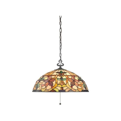 Image of Kami 3 Light Tiffany Ceiling Pendant Vintage Bronze, E27
