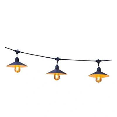 Image of Lumisky Vinty Light Solar Outdoor Fairy Lights with Steel Shade Vintage Style 10 Filament Bulbs E27 Socket LED Warm White 6m