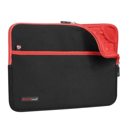 Image of TECHGEAR Tablet Sleeve for Apple iPad Pro 13&quot; (M4) 2024, Air (M2), 12.9&quot;, Slim Neoprene Zipped Protective Case Cover Anti Shock Bubble Interior [Sentinel 13] [Red]
