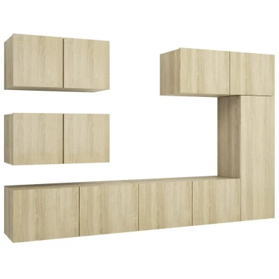 Image of vidaXL 6 Piece TV Cabinet Set Sonoma Oak Engineered Wood