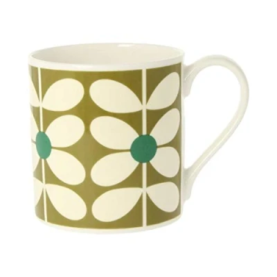Image of Orla Kiely 60&#039;s Stem Olive Quite Big Mug 350ml Bone China