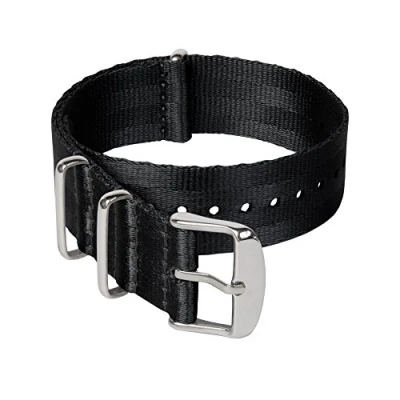Image of Archer Watch Straps Seat Belt Weaved Nylon Premium Quality NATO (Black, Stainless, 18mm)