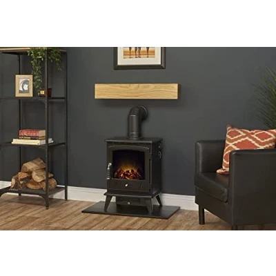 Image of Adam Oak Beam, Hearth &amp; Stove Pipe with Aviemore in Black