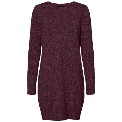 Image of VERO MODA GA NOOS 10215523 Women&#039;s VMDOFFY LS O Neck Dress, Winetasting/Detail:w. Black Melange, XXL
