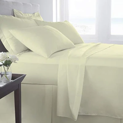 Image of 400 Thread Count Pillowcase Pair 100% Cotton Satin Sheen Hotel Quality Super Soft Luxurious (Pillowcase Pair, Cream)