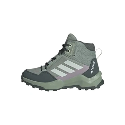 Image of Adidas Terrex AX4R R.RDY MID Unisex Hiking shoes for kids, Size: 6, Silver green/linen green/preloved fig Textile/synthetics