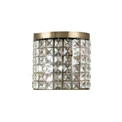 Image of Cortina Wall Lamp 2 Light Antique Brass, Crystal