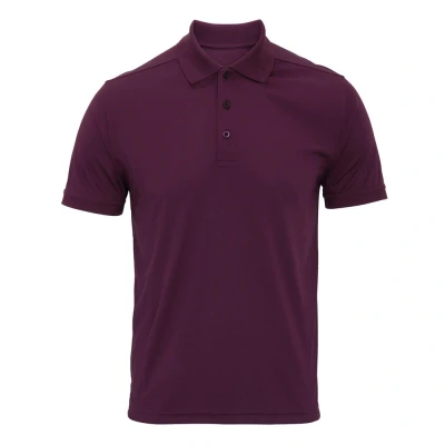 Image of Premier Mens Coolchecker Pique Polo Shirt (Aubergine) Purple Size Medium
