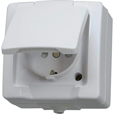 Image of Kopp Nautic 107802006 Plug Socket Protected with Lid and Heightened Touch Protection for Damp Spaces
