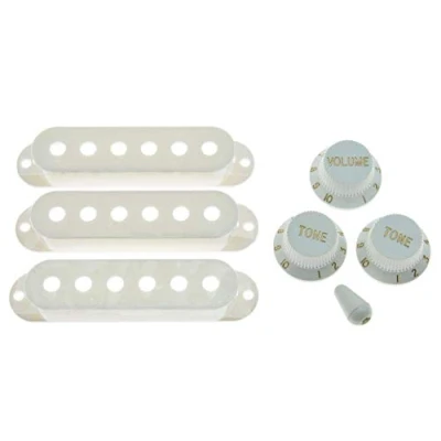 Image of Dopro ST Strat Pickup Covers Knobs and 7 Way Switch Tip Cap White