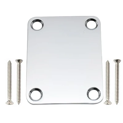 Image of Musiclily Pro 4 Bolt Steel Neck Plate for Stratocaster Telecaster Electric Guitar or Bass, Chrome