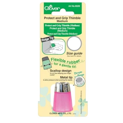 Image of Clover Protect and Grip Thimble: Medium, Pink, 1