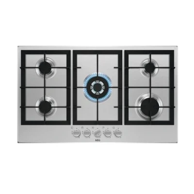Image of AEG 3000 Series 90cm 5 Burner Gas Hob with Wok Stainless Steel
