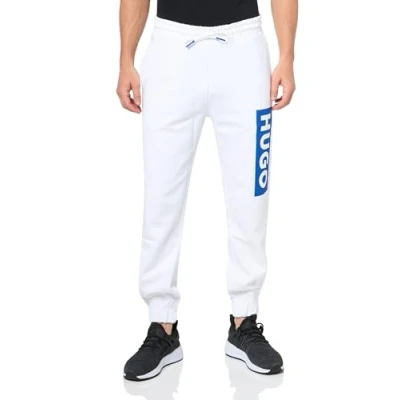 Image of HUGO Men&#039;s Block Logo Cotton Sweatpant Joggers, White, Medium