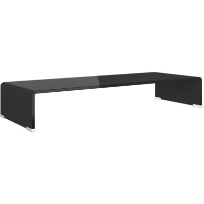 Image of vidaXL TV Stand/Monitor Riser Glass Black 80x30x13 cm