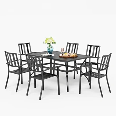 Image of PHIVILLA Garden Furniture Table and Chairs Set of 6 Patio Outdoor Sets Metal Bistro Weather resistant