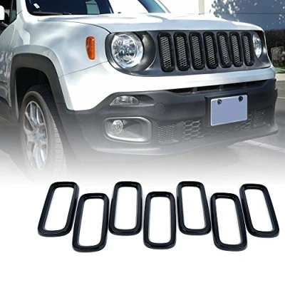 Image of 2015 2017 Renegade 7pcs ABS Front Grill Grille Inserts (Black)
