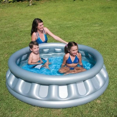 Image of Bestway LARGE SWIMMING POOL KIDS SPACE SHIP INFLATABLE CHILDREN PADDLING FREE HAND PUMP
