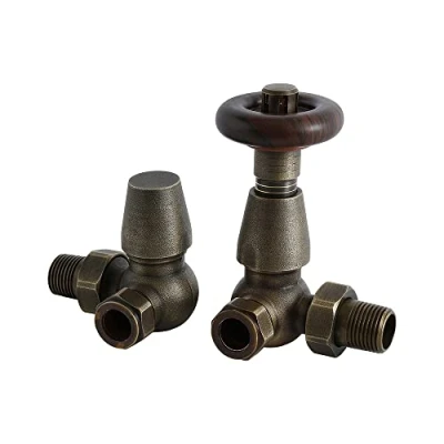 Image of Milano Windsor Traditional Pair of Brass Corner TRV Thermostatic Radiator Valves